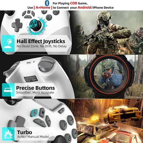 aghi Hall Effect Wireless Gaming Controller with Phone Clip | for iPhone/Android/PC/Steam/TV/Switch/Switch 2 with Hall Joysticks, Lock Speed, Macro, 6-Axis Gyro, Vibration, Turbo, Pink in Kuwait