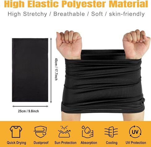 HONGTEYA 6 Pack Neck Gaiter Face Mask: Breathable Windproof Face Cover Balaclava High Elastic Cooling Earloop Bandana for Men Women in Kuwait