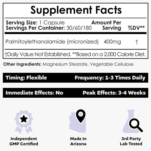 Nootropics Depot Palmitoylethanolamide (Pea) 400mg Capsules | Micronized Pea | Joint, Nerve, & Cellular Support | Daily Comfort | High Purity | Supplement for Women and Men | 60ct in Saudi Arabia