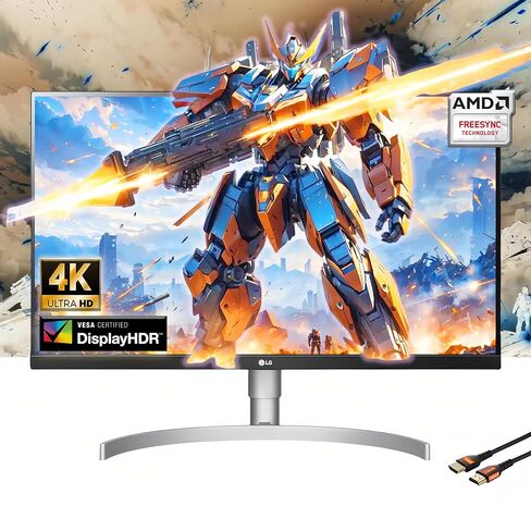 LG Ultrafine 27-Inch 4K UHD IPS Monitor with HDR10 with VESA DisplayHDR 400, AMD FreeSync, andUSB Type-C 90W PD, Built-in Speaker, HDMI, DisplayPort, Tilt/Height/Pivot Adjustable Stand, White in Kuwait