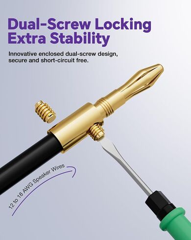 VCELINK 4mm Banana Plugs, 24K Gold Plated Dual-Screw Type Speaker Connectors for 12-18 AWG Wire, Wall Plate, Amplifier, Home Theater (6 Pairs (12 pcs)) in Saudi Arabia
