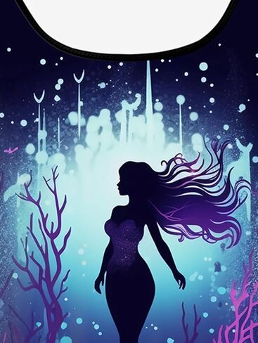 Rosegal Plus Size Women Gothic Tummy Control Modest Tankini Swimsuit Mermaid Print Boyleg Padded Tankini Swimwear in Kuwait