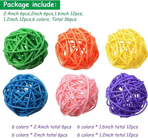 Patelai 36 Pcs Valentines Day Decorations Wicker Rattan Balls Decorative Balls for Vase Centerpiece Bowls Orbs Filler for Home Decor,4 Sizes(Blue, Light Brown, Dark Brown, White,2.4'',2'',1.6'',1.2'') in Saudi Arabia