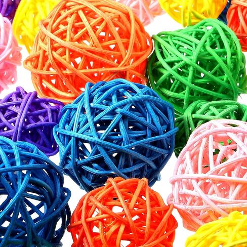 Patelai 36 Pcs Valentines Day Decorations Wicker Rattan Balls Decorative Balls for Vase Centerpiece Bowls Orbs Filler for Home Decor,4 Sizes(Blue, Light Brown, Dark Brown, White,2.4'',2'',1.6'',1.2'') in Saudi Arabia