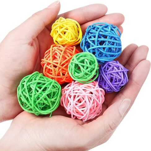 Patelai 36 Pcs Valentines Day Decorations Wicker Rattan Balls Decorative Balls for Vase Centerpiece Bowls Orbs Filler for Home Decor,4 Sizes(Blue, Light Brown, Dark Brown, White,2.4'',2'',1.6'',1.2'') in Saudi Arabia