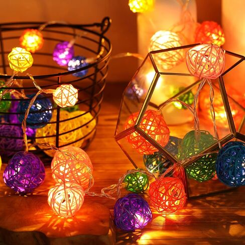 Patelai 36 Pcs Valentines Day Decorations Wicker Rattan Balls Decorative Balls for Vase Centerpiece Bowls Orbs Filler for Home Decor,4 Sizes(Blue, Light Brown, Dark Brown, White,2.4'',2'',1.6'',1.2'') in Saudi Arabia