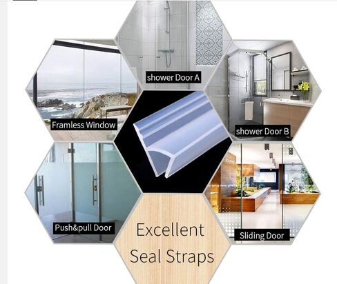 شريط عازل لباب الدش الزجاجي 3 أمتار (120 بوصة) بدون إطار، شرائط إغلاق لباب الدش، شرائط إغلاق نافذة مطاطية من السيليكون لمنع تسرب الدش، سدادة مرنة مقاومة للطقس للحمام (نوع F 6 مم (1/4 بوصة) in Kuwait