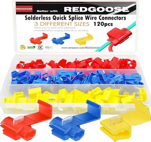 60PCS Solderless Quick Splice Wire Connectors, 22-10 AWG Lock Snap Electrical Wire Connector(22-18AWG Red 20PCS, 18-14AWG Blue 30PCS, 12-10AWG Yellow 10PCS) in Kuwait