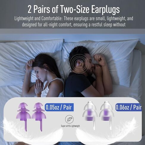 Hearprotek Sleeping Ear Plugs,2 Pairs Ear Plugs (32db & 30db) Ultra Soft Noise Reduction and Hearing Protection earplugs for Side Sleepers, snoring, Travel, Working, Study, Safety in Kuwait