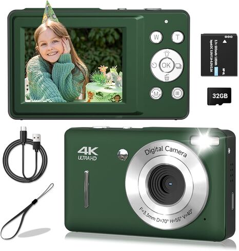 Digital Camera, 44MP Compact Camera, FHD 1080P Point and Shoot Digital Cameras with 16X Zoom, Face Detect, Smile Capture, Anti Shake, for Boys Girls Teens Gifts (White) in Saudi Arabia