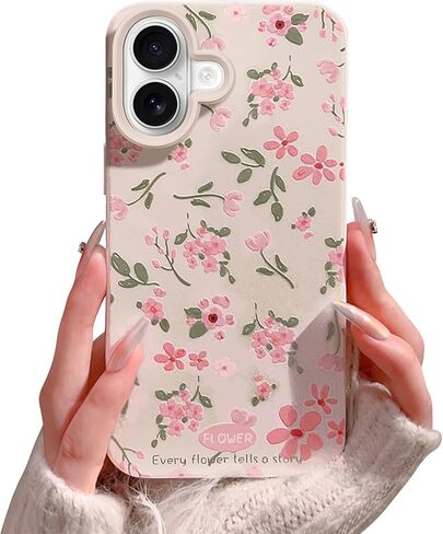 Compatible for iPhone 7/8/SE Case for Pink Flower Cute Aesthetic Design Floral Women Teen Girls Silicone Slim Cover Protection Phone Cases-White in Saudi Arabia
