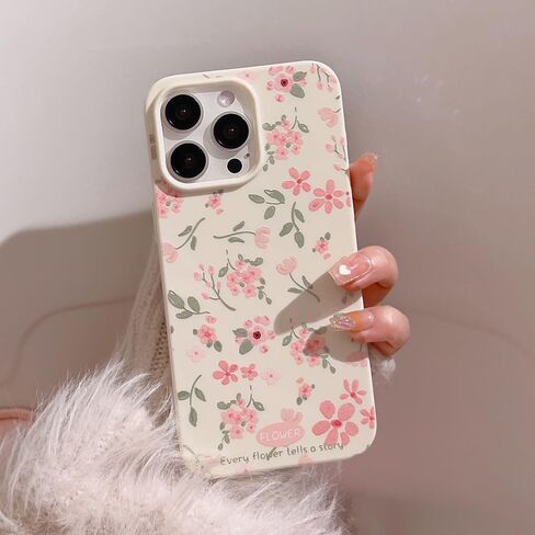 Compatible for iPhone 7/8/SE Case for Pink Flower Cute Aesthetic Design Floral Women Teen Girls Silicone Slim Cover Protection Phone Cases-White in Saudi Arabia