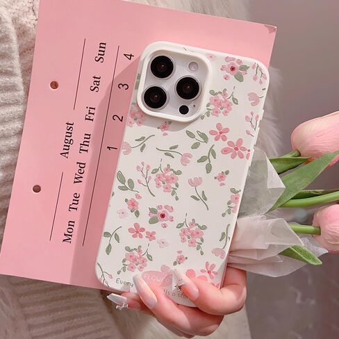 Compatible for iPhone 7/8/SE Case for Pink Flower Cute Aesthetic Design Floral Women Teen Girls Silicone Slim Cover Protection Phone Cases-White in Saudi Arabia