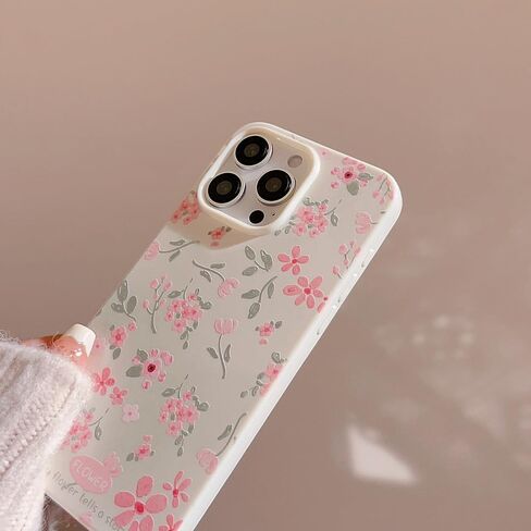 Compatible for iPhone 7/8/SE Case for Pink Flower Cute Aesthetic Design Floral Women Teen Girls Silicone Slim Cover Protection Phone Cases-White in Saudi Arabia
