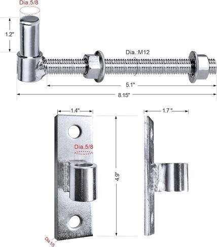 مفصلات البوابة للسياج الخشبي شديد التحمل، مفصل بوابة J Bolt للسياج الخشبي، مفصلات البوابة للبوابات المعدنية، مفصلة ملحومة بالفولاذ لبوابة المزرعة، 8 بوصة 2 حزمة (6 بوصة) in Kuwait