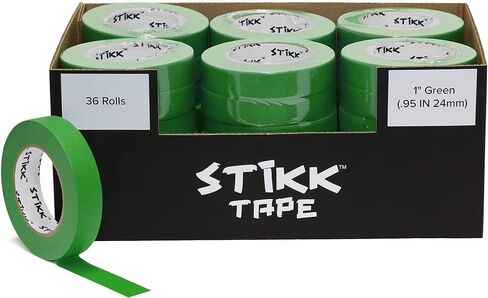 شريط رسامين STIKK - شريط رسام أخضر 10 قطع - 1 بوصة × 60 ياردة - شريط طلاء للطلاء والحواف والزخرفة والأسقف - شريط لاصق لمشاريع الطلاء التي تصنعها بنفسك - شريط طلاء خالٍ من البقايا in Kuwait