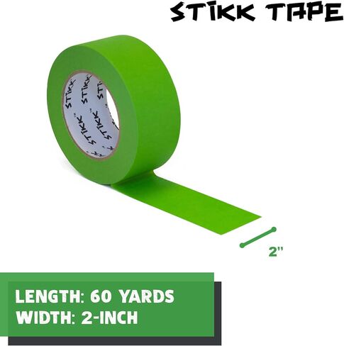شريط رسامين STIKK - شريط رسام أخضر 10 قطع - 1 بوصة × 60 ياردة - شريط طلاء للطلاء والحواف والزخرفة والأسقف - شريط لاصق لمشاريع الطلاء التي تصنعها بنفسك - شريط طلاء خالٍ من البقايا in Kuwait