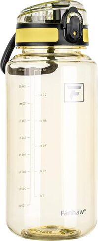 Fanhaw 32 Oz Clear Tritan Water Bottle with Chug Lid, BPA-free, Wide Mouth, Leak Proof - for Gym, Travel, Home, School, Office (Clear&White) in Saudi Arabia