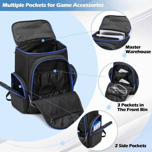 Trunab Gaming Console Backpack Travel Bag Compatible with PS5/PS4/Xbox One | Fits 15.6" laptop, Multiple Pockets for Gaming Accessories,Padded Protection in Kuwait