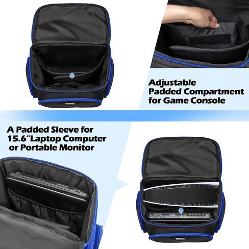 Trunab Gaming Console Backpack Travel Bag Compatible with PS5/PS4/Xbox One | Fits 15.6" laptop, Multiple Pockets for Gaming Accessories,Padded Protection in Kuwait