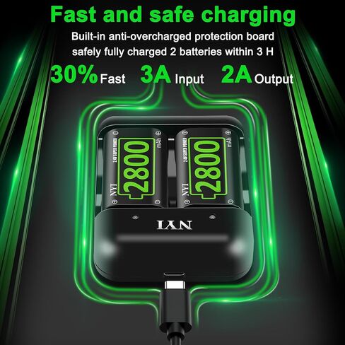 2800mAh Rechargeable Battery for Xbox Series S/Xbox Series X/Xbox One S/Xbox One X/Xbox One Elite, NYI 4X High Power NiMH Batteries Kit with Fast Charging Charger in Kuwait
