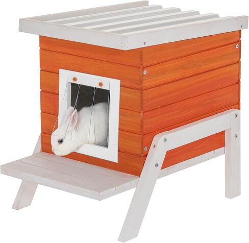 Petsfit بيت القطط في الهواء الطلق، معزول بأقدام عالية + محطة تغذية + ستارة باب، بيت خشبي خارجي للقطط، قفص أرنب رمادي in Kuwait