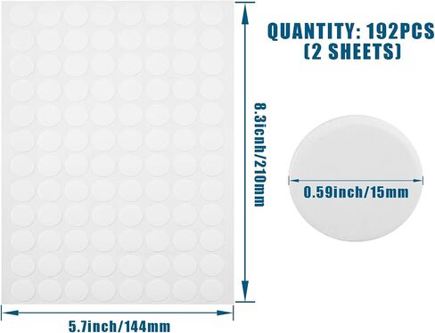 Waziaqoc 280pcs Self-Adhesive Screw Hole Stickers (White), 2-Table Sheets Screw Covers Caps PVC Dustproof Round Stickers for Wooden Furniture - 12mm/0.47inch in Kuwait