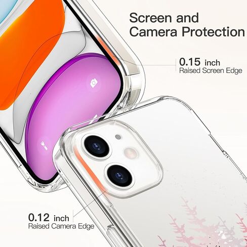 ICEDIO for iPhone 11 Case with Screen Protector,Clear with Cute Colorful Blooming Floral Flower Patterns for Girls Women,Slim Fit TPU Cover Protective Phone Case for Apple iPhone 11 6.1 inch in Saudi Arabia