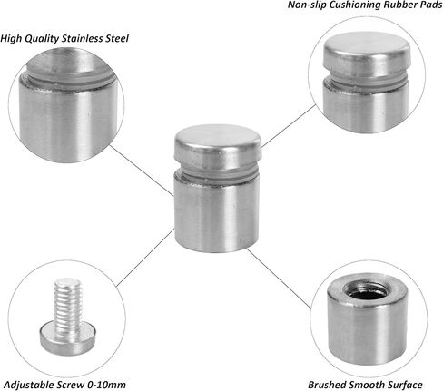 8PCS 1/2" x 3/4" Standoff Screws, Stainless Steel Advertising Screws, Wall Standoff Mounts Acrylic Picture Frame Nails for Glass Artwork and Sign Displays in Kuwait