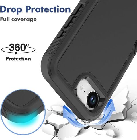 MDCN لجهاز iPhone 16E حالة: طبقة مزدوجة واقي من الهواتف الخلوية الثقيلة تغطية الهواتف الخلوية المقاومة للصدمة مع واقي شاشة HD - المصد العسكري الصلب - لأبل iPhone 16e ، الأسود in Saudi Arabia