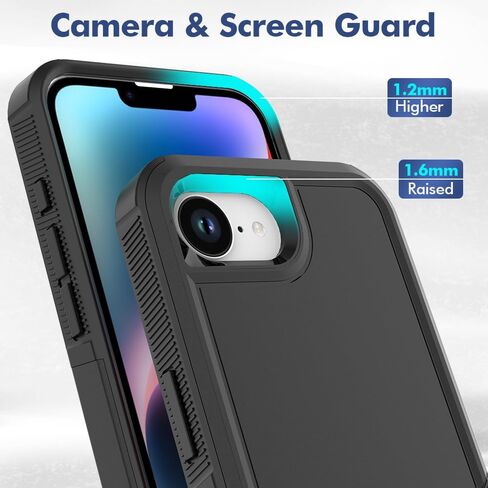 MDCN لجهاز iPhone 16E حالة: طبقة مزدوجة واقي من الهواتف الخلوية الثقيلة تغطية الهواتف الخلوية المقاومة للصدمة مع واقي شاشة HD - المصد العسكري الصلب - لأبل iPhone 16e ، الأسود in Saudi Arabia