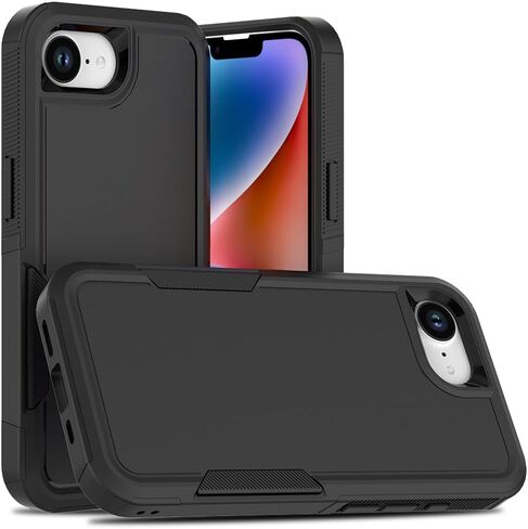 MDCN لجهاز iPhone 16E حالة: طبقة مزدوجة واقي من الهواتف الخلوية الثقيلة تغطية الهواتف الخلوية المقاومة للصدمة مع واقي شاشة HD - المصد العسكري الصلب - لأبل iPhone 16e ، الأسود in Saudi Arabia