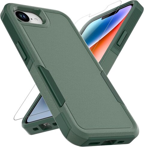 MDCN لجهاز iPhone 16E حالة: طبقة مزدوجة واقي من الهواتف الخلوية الثقيلة تغطية الهواتف الخلوية المقاومة للصدمة مع واقي شاشة HD - المصد العسكري الصلب - لأبل iPhone 16e ، الأسود in Kuwait