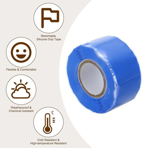 PATIKIL Grip Tape for Handles 1" x10ft, 2Roll Self-Fusing Silicone Tape for Bike Handles Pull Up Bars Gym Equipment Plumb/Hose/Pipe Leaks Emergency, Multicolor in Saudi Arabia