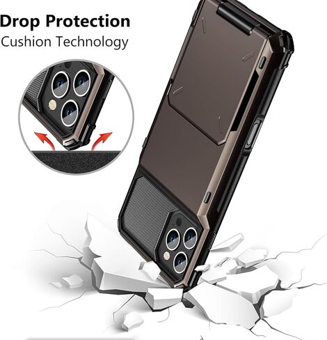 Vofolen Compatible with iPhone 16 Pro Max Case with Card Holder Dual Layer Heavy Duty Drop Protection Hidden Flip 4-Card Slot Wallet Phone Case for iPhone 16 Pro Max for Women Men, 6.9'' Gun Metal in Kuwait