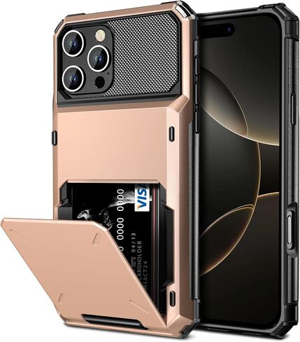 Vofolen Compatible with iPhone 16 Pro Max Case with Card Holder Dual Layer Heavy Duty Drop Protection Hidden Flip 4-Card Slot Wallet Phone Case for iPhone 16 Pro Max for Women Men, 6.9'' Gun Metal in Kuwait