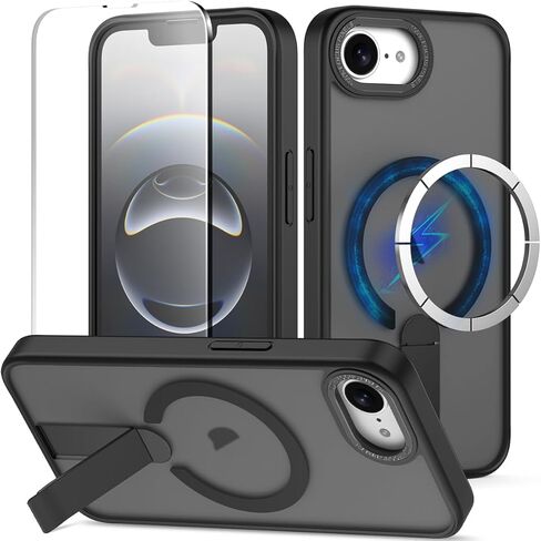 MMHUO Magnetic for iPhone 16e Case with Screen Protector,[Compatible with Magsafe],[Skin Feeling],Slim Adjustable Kickstand Phone Case for iPhone 16e 6.1 inches 2025,Pink in Kuwait