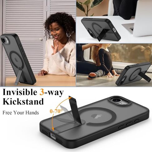 MMHUO Magnetic for iPhone 16e Case with Screen Protector,[Compatible with Magsafe],[Skin Feeling],Slim Adjustable Kickstand Phone Case for iPhone 16e 6.1 inches 2025,Pink in Kuwait