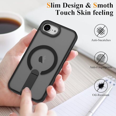 MMHUO Magnetic for iPhone 16e Case with Screen Protector,[Compatible with Magsafe],[Skin Feeling],Slim Adjustable Kickstand Phone Case for iPhone 16e 6.1 inches 2025,Pink in Kuwait