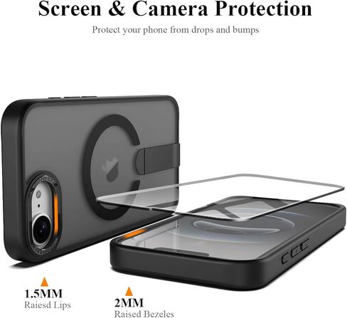 MMHUO Magnetic for iPhone 16e Case with Screen Protector,[Compatible with Magsafe],[Skin Feeling],Slim Adjustable Kickstand Phone Case for iPhone 16e 6.1 inches 2025,Pink in Kuwait