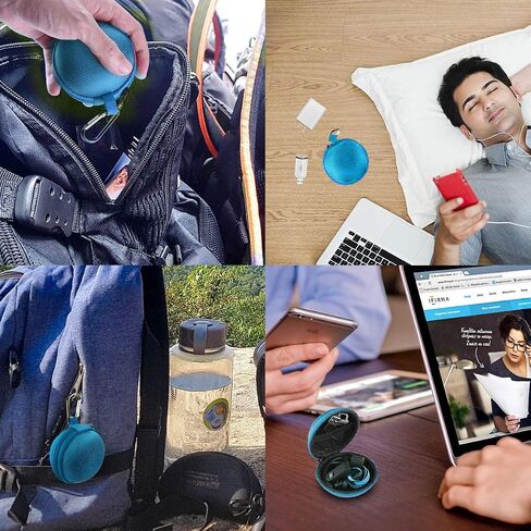 GemCoo Earbud Case Mini Earphone Case EVA Hard Protective Carrying Case Travel Portable Storage Bag for Earphones Earbuds and Mini Items (Blue+Red1) in Saudi Arabia