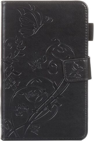 Case for Samsung Galaxy Tab 4 7.0 & Nook 7.0" 2014 Cover (SM-T230/ SM-T230NU/ T231/T235), Embossed PU Leather Magnetic Folio Stand TPU Wallet with Pocket Cards Holder, Blue Butterfly Flower in Kuwait