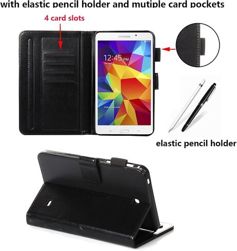 Case for Samsung Galaxy Tab 4 7.0 & Nook 7.0" 2014 Cover (SM-T230/ SM-T230NU/ T231/T235), Embossed PU Leather Magnetic Folio Stand TPU Wallet with Pocket Cards Holder, Blue Butterfly Flower in Kuwait