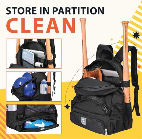 Baseball Bag for Boys and Girls Lightweight Youth Softball Backpack with Shoe Compartment and External Helmet Holder Durable and Waterproof in Kuwait