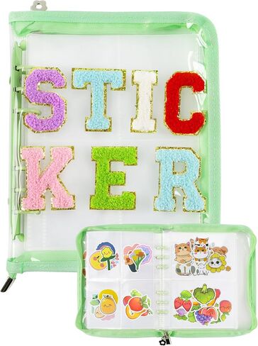 كتاب الملصقات القابل لإعادة الاستخدام مع خطابات Chenille ، منظم ملصقات Binder Storage Display Book Collecting ألبوم ملصق منظم حامل حارس مرمى مع سستة ، ألبوم ملصق A5 لجمع الملصقات (أسود) in Kuwait