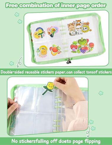 كتاب الملصقات القابل لإعادة الاستخدام مع خطابات Chenille ، منظم ملصقات Binder Storage Display Book Collecting ألبوم ملصق منظم حامل حارس مرمى مع سستة ، ألبوم ملصق A5 لجمع الملصقات (أسود) in Kuwait