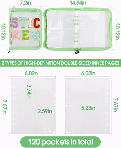 كتاب الملصقات القابل لإعادة الاستخدام مع خطابات Chenille ، منظم ملصقات Binder Storage Display Book Collecting ألبوم ملصق منظم حامل حارس مرمى مع سستة ، ألبوم ملصق A5 لجمع الملصقات (أسود) in Kuwait