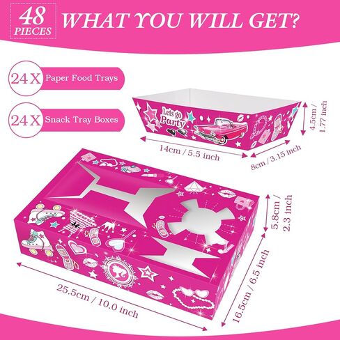 24 حزمة من لوازم الحفلات الليلية لفيلم راعية البقر باللون الوردي الساخن، صواني الوجبات الخفيفة الليلية، حامل حلوى الفشار، صناديق الوجبات الخفيفة لمسرح الأفلام، مع صواني تقديم الطعام الورقية لحفلة الفيلم in Kuwait
