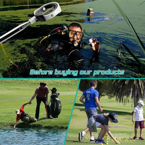 Golf Ball Retriever, Golf Balls Retrievers Telescopic for Water with Spring Release-Ready Head, Ball Retrievers Tool Golfs with Locking Clip, Grabber Tool, Golf Accessories Golf Gifts for Men in Kuwait