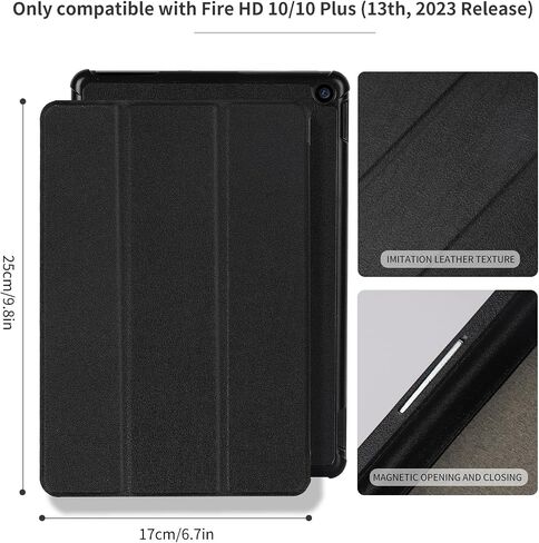 جميع حالات Tablet Fire HD 10 الجديدة (13th Gen ، 2023 Release) مقاوم للصدمات ، وعمل مع قابلين للتعديل على Wake/Sleep ، غير مناسب لـ Samsung ، iPad (Black) in Kuwait